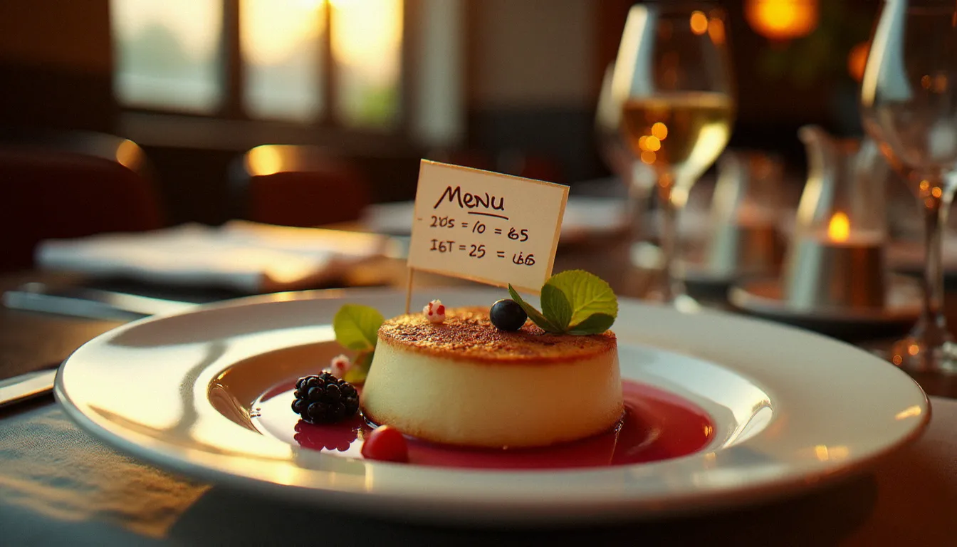 Assiette de dessert de menu dégustation dans un restaurant étoilé près de Mâcon, illustrant le niveau de finition gastronomique accessible lors d'un repas étoilé en Bourgogne du Sud